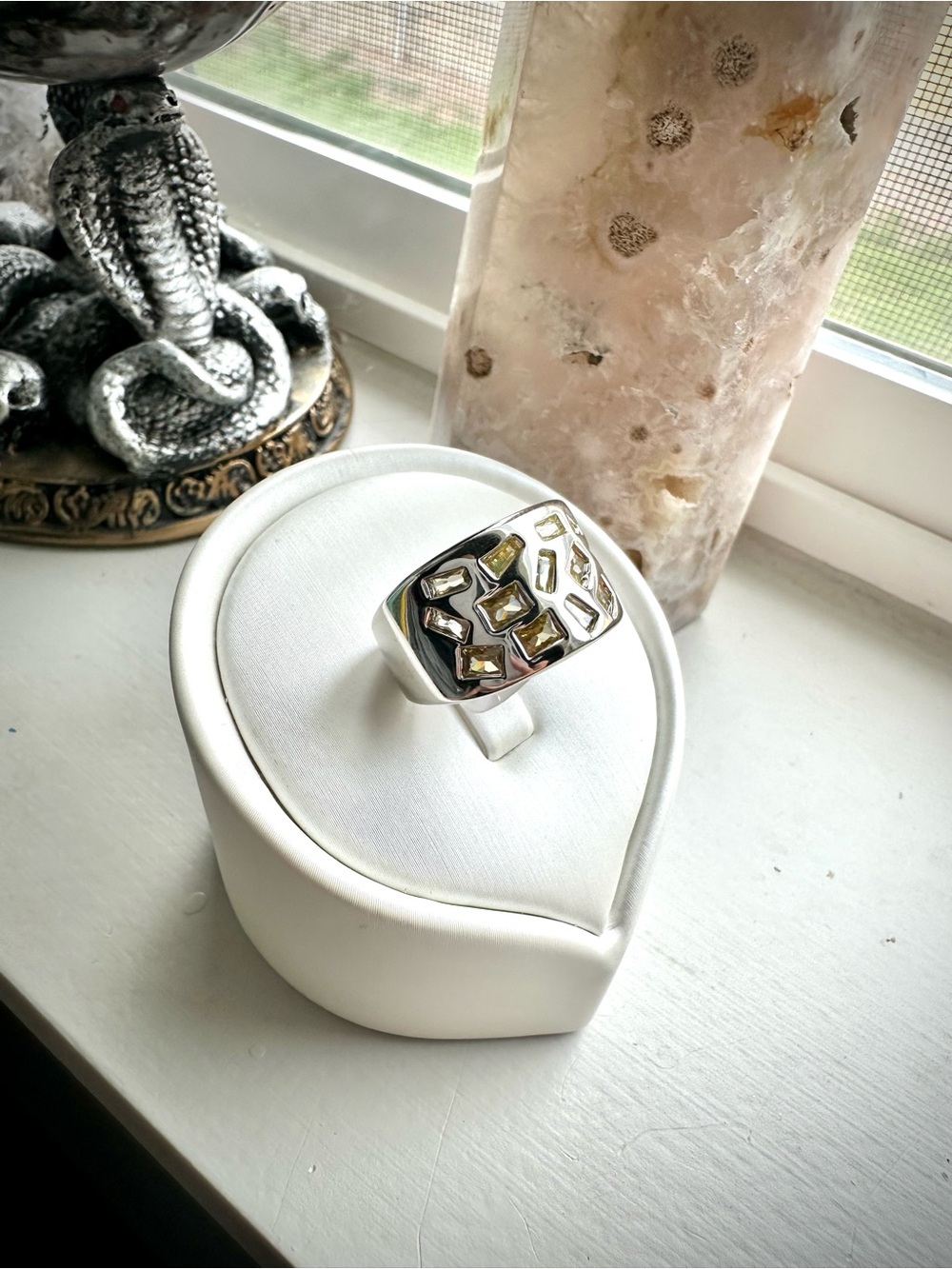 NFS Bomb Party Ring Size 8 RG55856 Move With Grace Yellow Topaz CZ Rhodium